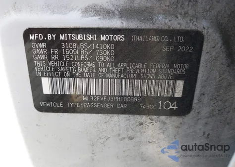 2023 Mitsubishi Mirage G4 Se z USA, uszkodzony, nr VIN ML32FVFJ3PHF00899